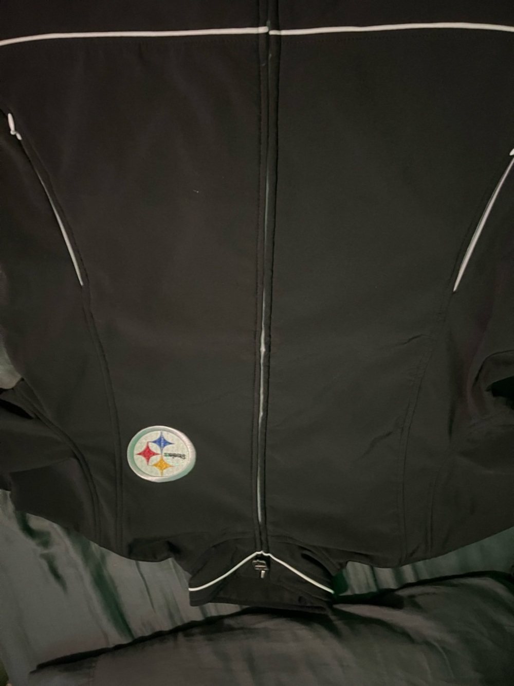 NFL Black Jacket with White Piping and Team Patch